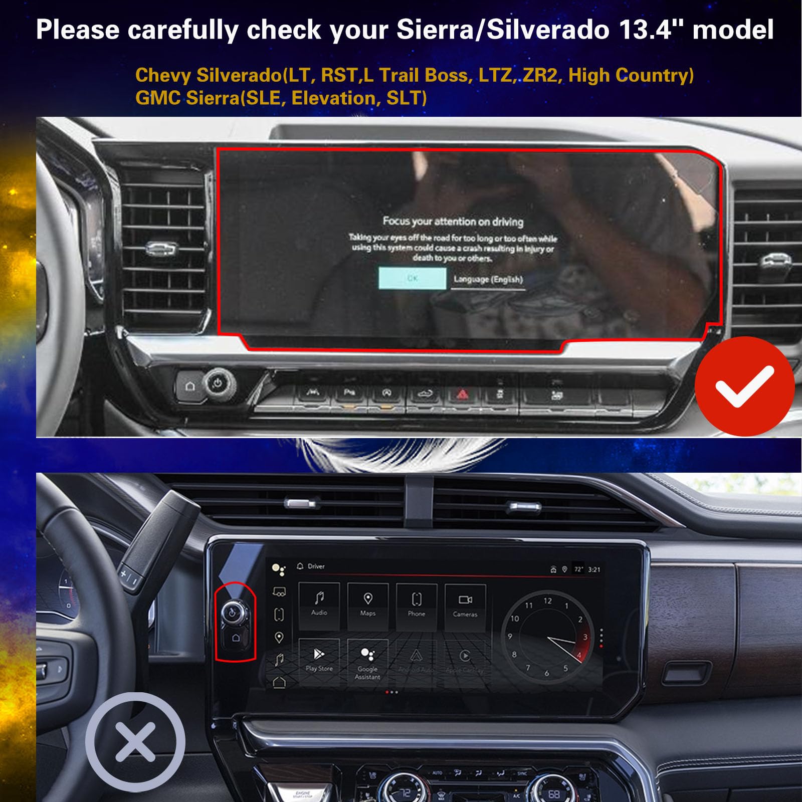 Eueky For 2022 2023 2024 Silverado Sierra 1500 Screen Protector For 2022 2023 2024 Chevrolet Silverado Gmc Sierra 1500 2500 3500